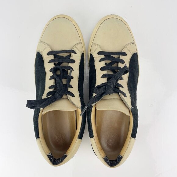 MALENE BIRGER Distressed Tennis Prep Suede Black Cream VSCO Low Rise Sneaker 40 - Picture 1 of 12